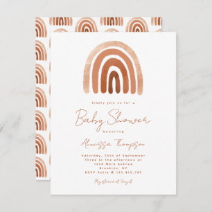 Invitation Boho Terracotta Aquarelle Rainbow Baby shower