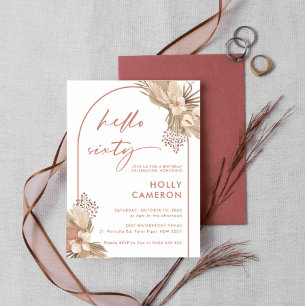 Invitation Boho Terracotta Arch Pampas Herbe 60e anniversaire