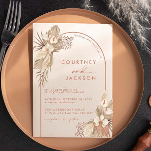 Invitation Boho Terracotta Arch Pampas Mariage en herbe Invit