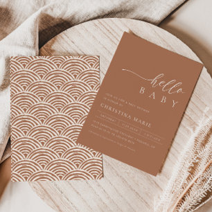 Invitation Boho Terracotta Baby shower neutre entre les sexes