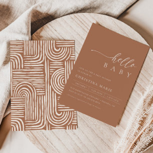 Invitation Boho Terracotta Baby shower neutre entre les sexes