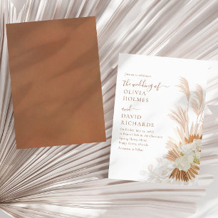 Invitation Boho Terracotta Blanc Pampas Grass Orcid Mariage