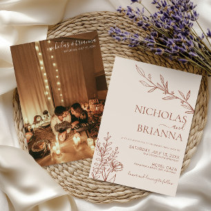 Invitation Boho Terracotta Burnt Orange Minimal Photo Mariage