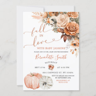 Invitation Boho Terracotta Chute en Amour Baby shower Citroui