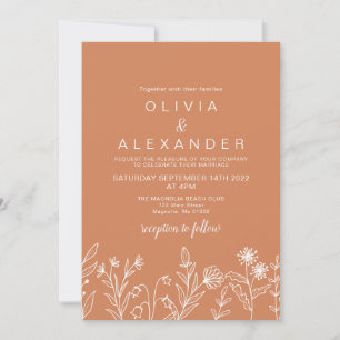 Invitation Boho Terracotta élégant mariage fleur sauvage