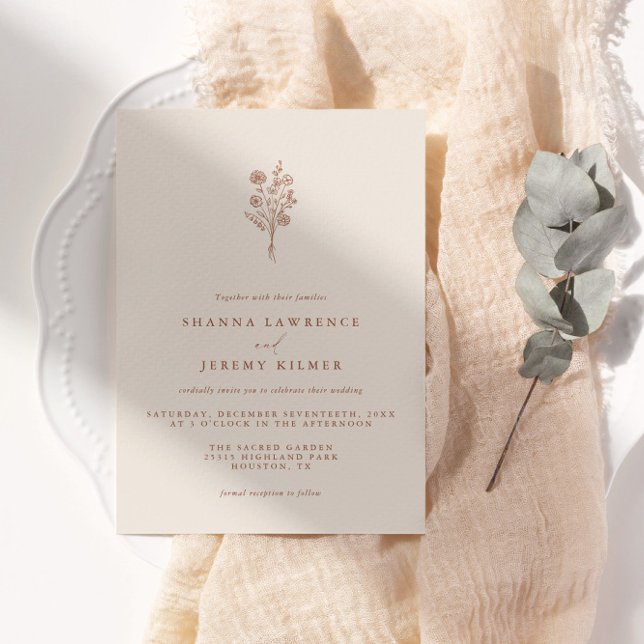 Invitation Boho Terracotta Élégant minimaliste Mariage | (Available for print and instant digital download!)