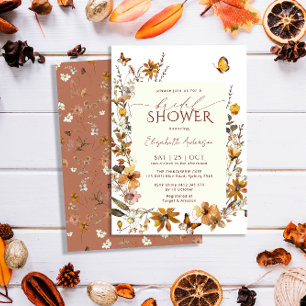 Invitation Boho Terracotta Fleurs sauvages Fête des mariées c