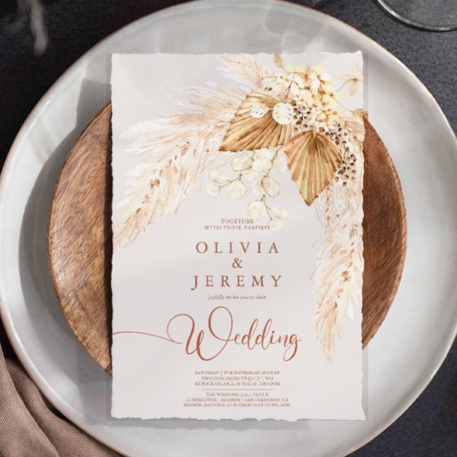 Invitation Boho Terracotta Fleurs séchées et Grass Pampas (Créateur téléchargé)