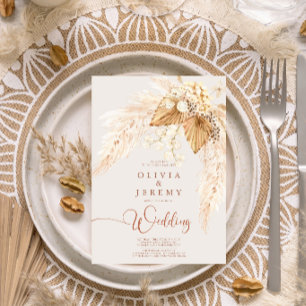 Invitation Boho Terracotta Fleurs séchées et Pampas Grass I