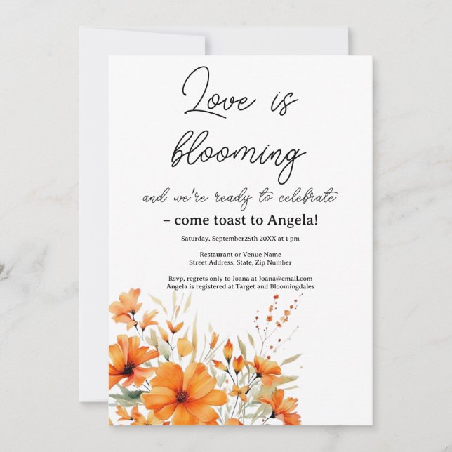 Invitation Boho Terracotta Floral Bridal Douche (Devant)