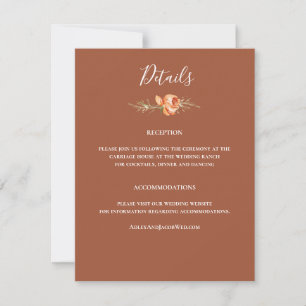 Invitation Boho Terracotta Floral Détails du Mariage
