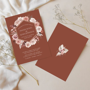 Invitation Boho Terracotta Floral Wreath Mariage