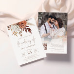 Invitation Boho Terracotta Florals Photo QR Code Mariage<br><div class="desc">Boho Terracotta Florals Photo Overlay QR Code Mariage. Florales rustiques, baies et herbes dans les couleurs de terre d'automne couleur terre cuite brun et crème, coulent du haut. Le Mariage Of est dans un ensemble écriture style brun script. Personnalisez facilement le reste du texte à vos propres détails. Remplacez l'exemple...</div>