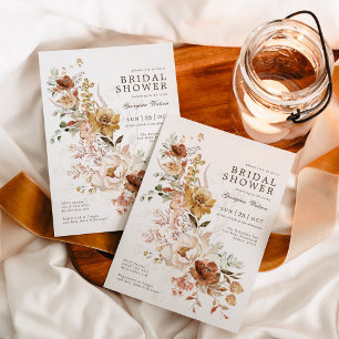 Invitation Boho Terracotta Jardin Jaune Fête des mariées Flor