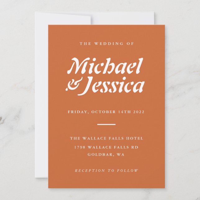 Invitation Boho Terracotta minimaliste Mariage Invitati (Devant)