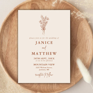 Invitation Boho Terracotta Orange Brûlé Mariage Rustique