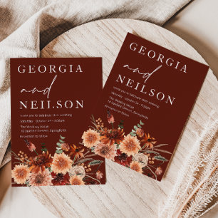 Invitation Boho Terracotta Orange & Mariage de automne Brown