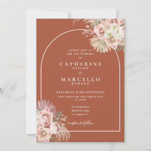 Invitation Boho Terracotta Pampas Grass Arc Mariage Floral