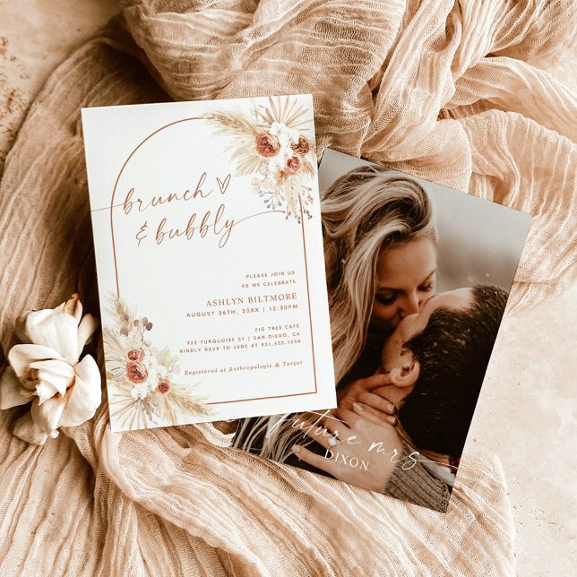 Invitation Boho Terracotta Pampas Grass Bridal Brunch (Créateur téléchargé)