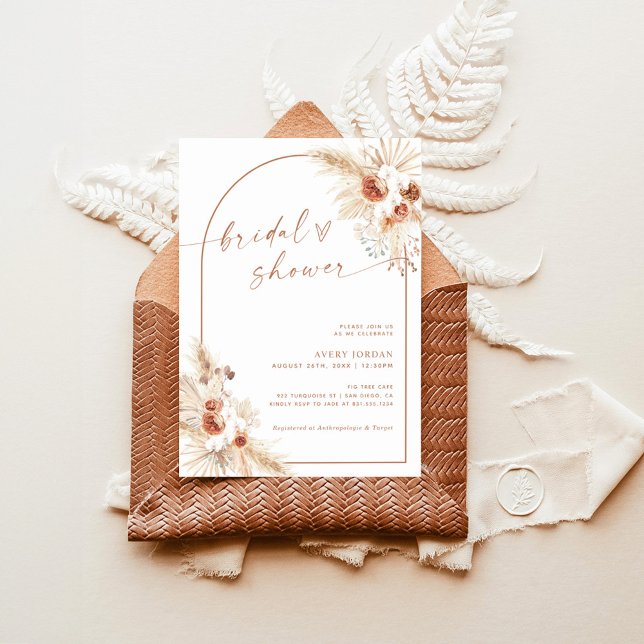 Invitation Boho Terracotta Pampas Grass Bridal Shower Invite (Créateur téléchargé)