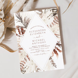 Invitation Boho Terracotta Pampas Grass Mariage beige