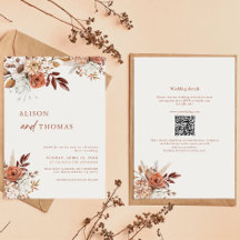 Boho Terracotta QR Code 2 en 1 Mariage