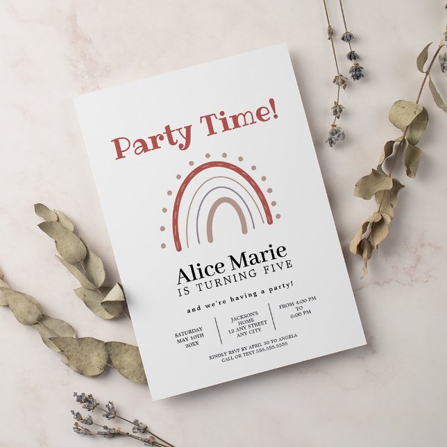 Invitation Boho Terracotta Rainbow Anniversaire (Créateur téléchargé)