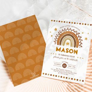 Invitation Boho Terracotta Rainbow Sunshine Anniversaire