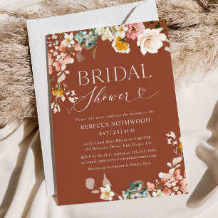 Invitation Boho Terracotta Rouille Automne Bridal Douche Invi