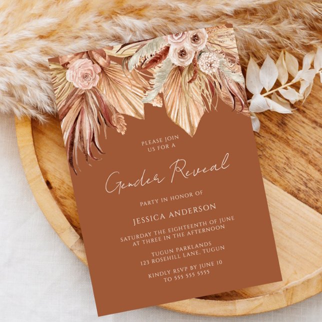 Invitation Boho Terracotta séché Floral Genre Reveal Party (Créateur téléchargé)