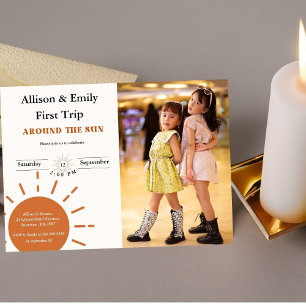 Invitation Boho terracotta Twins premier voyage premier anniv