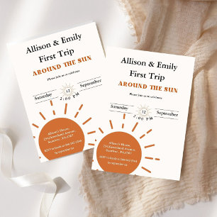 Invitation Boho terracotta Twins premier voyage premier anniv