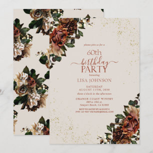Invitation Boho Terracotta Verdure Floral 60e anniversaire