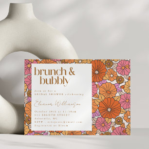 Invitation Boho Terre Cuite Orange Floral Brunch Pétillant