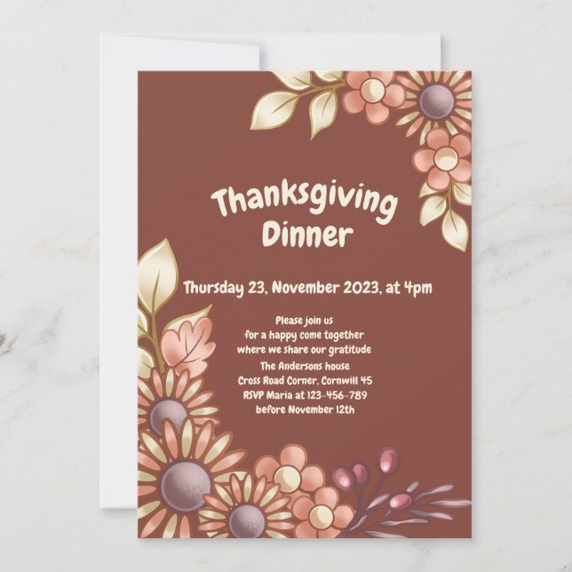 Invitation Boho Thanksgiving Dîner (Devant)