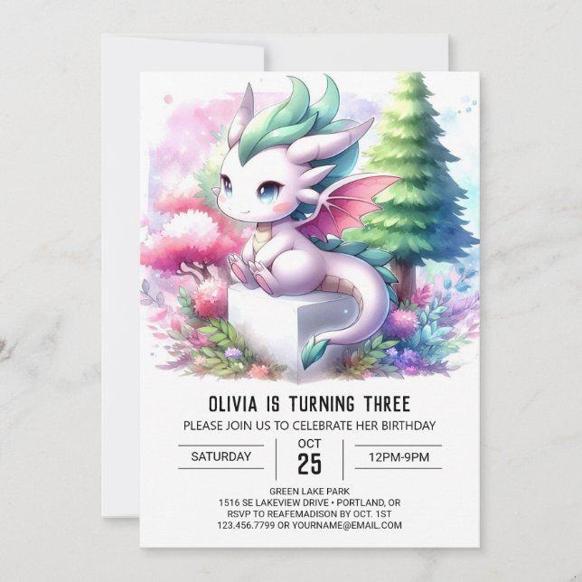 Invitation Boho Thème Dragon Anniversaire (Devant)