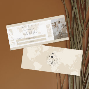 Invitation Boho Travel Boarding Pass Destination Save the Dat