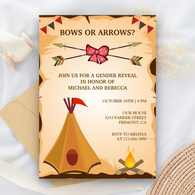 Invitation Boho Tribal Arcs ou Flèches Fête de Révélation du  (Créateur téléchargé)