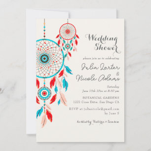 Invitation Boho Tribal attrape-rêves à plumes Mariage Shower