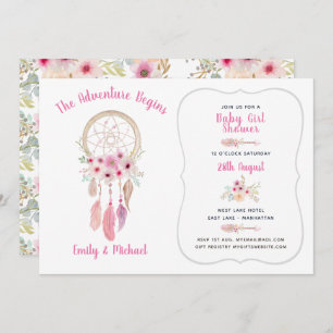 Invitation Boho Tribal Baby Girl Shower Dream Catcher