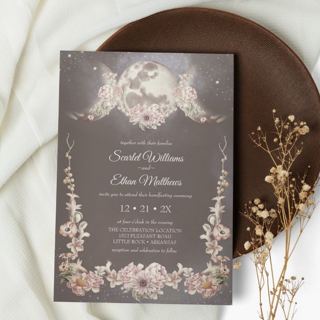 Invitation Boho Triple Moon Phases Starry Night Handfasting (Créateur téléchargé)