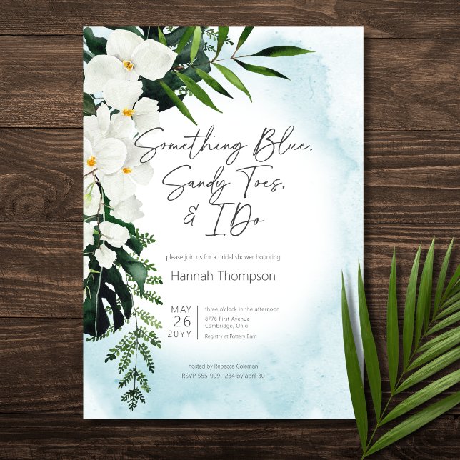 Invitation Boho Tropical Aqua Quelque chose de bleu Fête des  (Boho Tropical Aqua Something Blue Bridal Shower Invitation)