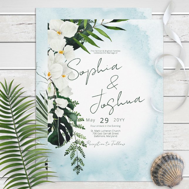 Invitation Boho Tropical Aqua Water Mariage (Créateur téléchargé)