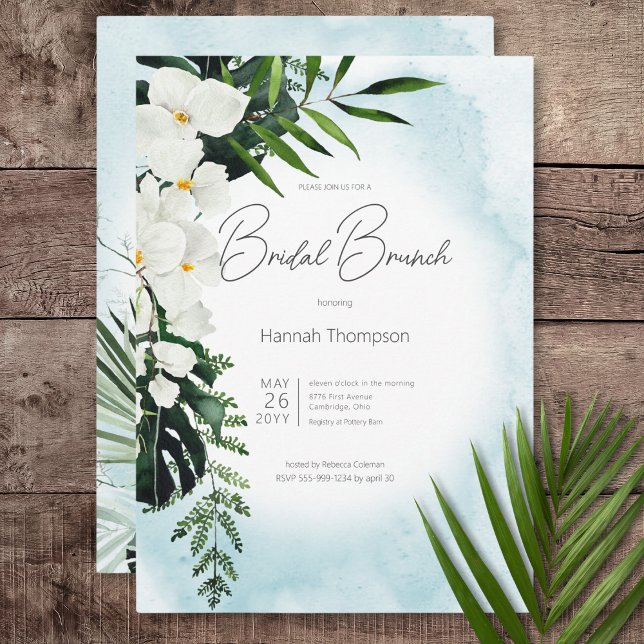 Invitation Boho Tropical Aqua Watercolor Bridal Brunch (Boho Tropical Aqua Watercolor Bridal Brunch Invitation)