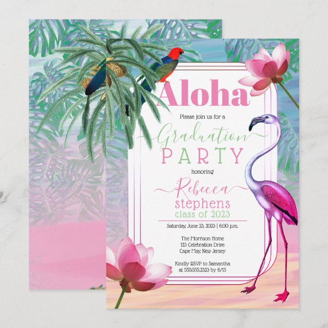 Invitation Boho Tropical Beach Watercolor Party (Devant / Derrière)