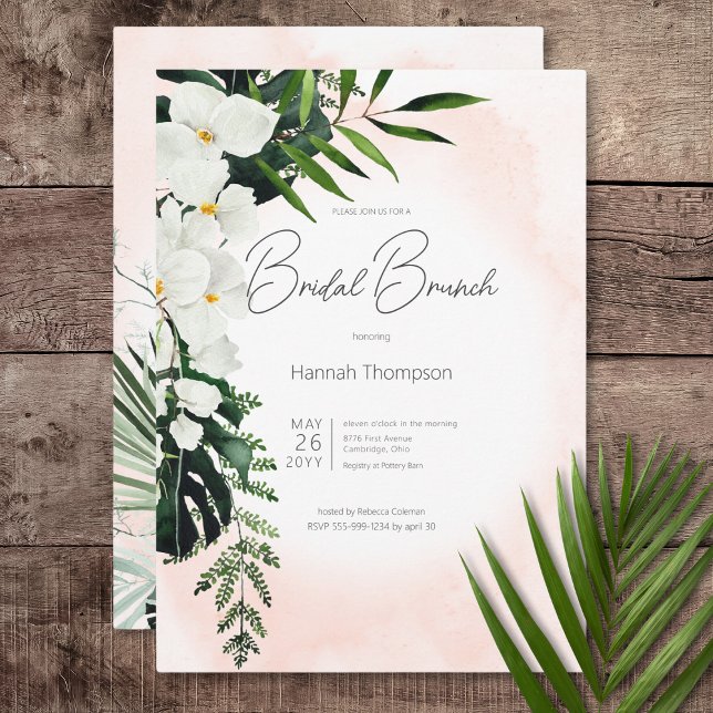 Invitation Boho Tropical Blush Peach Watercolor Bridal Brunch (Boho Tropical Blush Peach Watercolor Bridal Brunch Invitation)