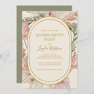Invitation Boho Tropical Botanical   Bachelorette verte