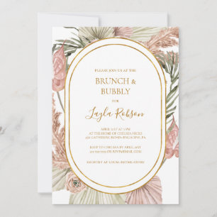 Invitation Boho Tropical Botanical   Brunch et douche à bulle
