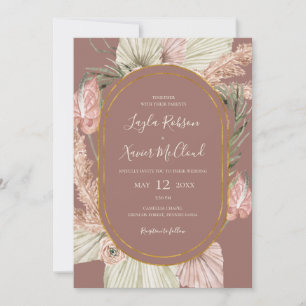 Invitation Boho Tropical Botanical   Dusty Rose All In One