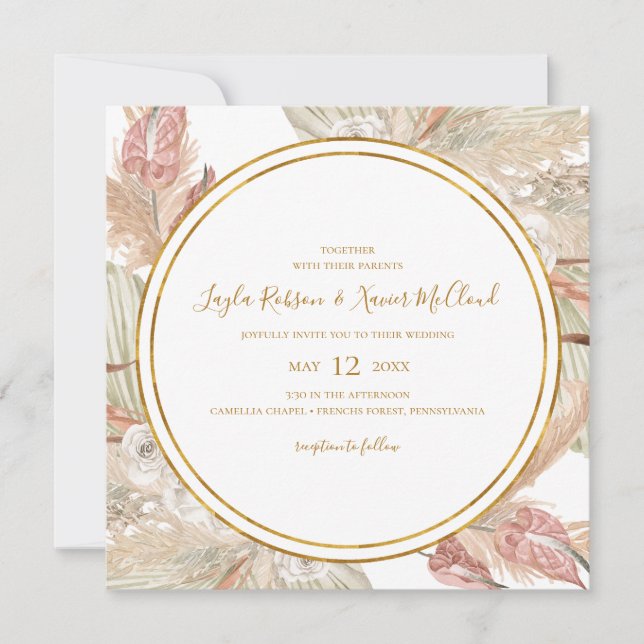 Invitation Boho Tropical Botanical | MARIAGE CARRÉ (Devant)